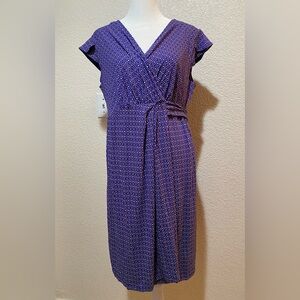 Seraphine Printed Cap Sleeve Maternity Wrap Dress Blue White Women's Size 12